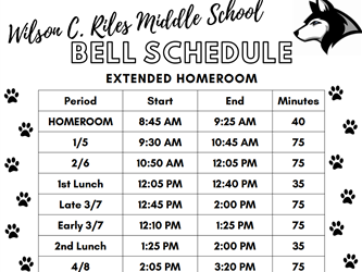 Extended Homeroom Bell Schedule