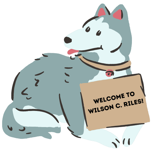 husky with welcome sign